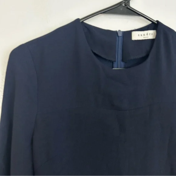 Sandro Gigi Blue Sandro Sheath Mini Dress w/ Striped Rhinestone Cuffs Medium - Picture 8 of 13